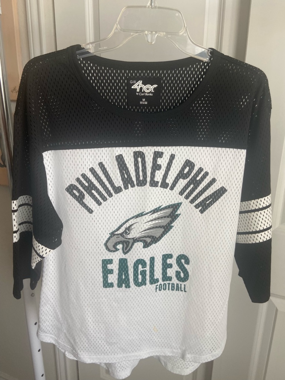 4Her Philadelphia Eagles Women's Short Sleeve Mesh Tee - Black & White